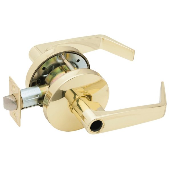Falcon Grade 2 Entry Cylindrical Lock, Less Cylinder, Dane Lever, Standard Rose, Bright Brass Finish W501LD D 605
